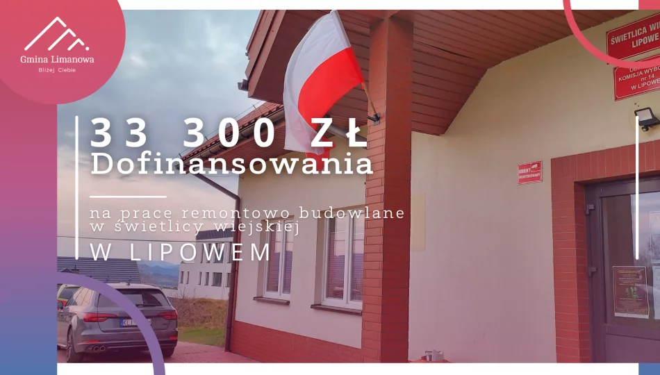 Ponad 33 tys złotych dofinansowania na prace remontowo-budowlane w Świetlicy w Lipowem - zdjęcie 1