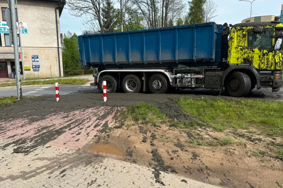 Śmierdzący ładunek wylał się z ciężarówki. Utrudnienia na DK 28 - zdjęcie 7