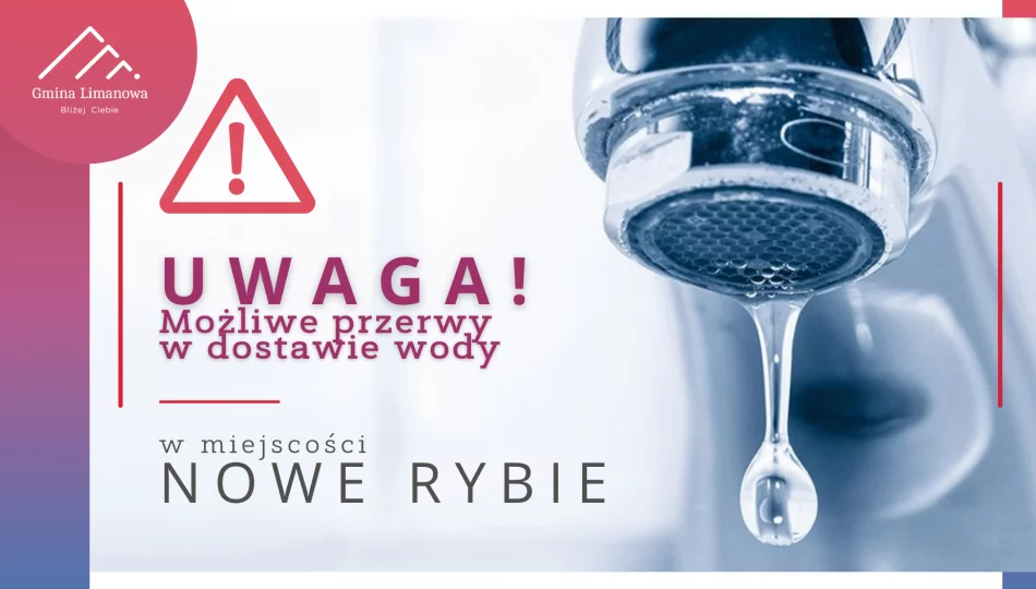 Możliwe przerwy w dostawie wody w miejscowości Nowe Rybie - zdjęcie 1