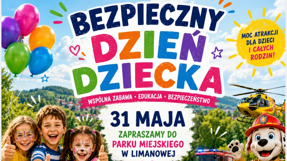 BEZPIECZNY DZIEŃ DZIECKA  – 31 maja zapraszamy do Parku Miejskiego w Limanowej