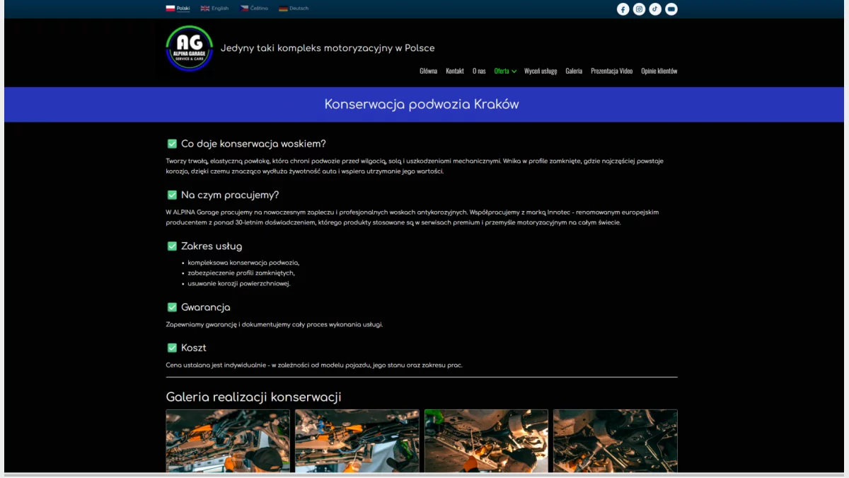 Konserwacja podwozia - ALPINA GARAGE Service & Care Kraków i okolice