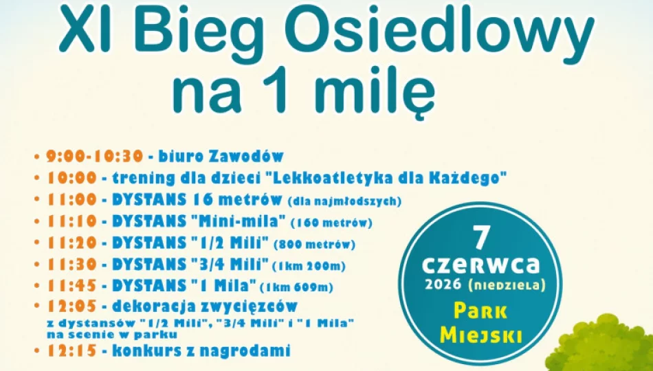 Zapraszamy na XI Bieg Osiedlowy na 1 Milę! - zdjęcie 1