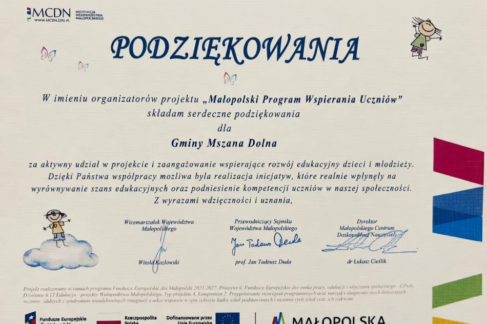 Skuteczne zarządzanie i inwestycje w edukację. Gmina Mszana Dolna doceniona na szczeblu wojewódzkim - zdjęcie 2