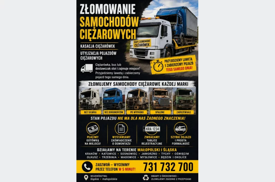 Złomowanie ciężarówek i busów | Skup pojazdów ciężarowych | Kasacja dostawczaków Śląsk i Małopolska - zdjęcie 1