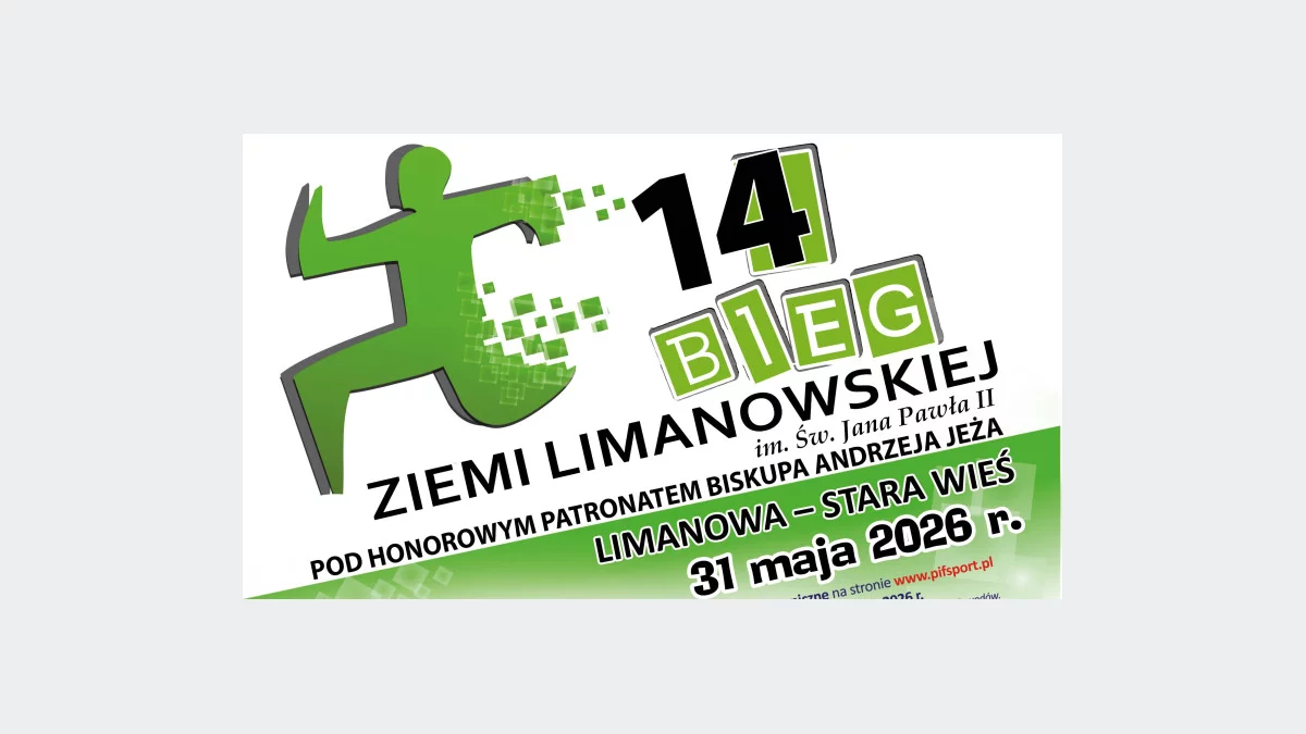 W niedzielę 31 maja odbędzie się XIV Bieg Ziemi Limanowskiej