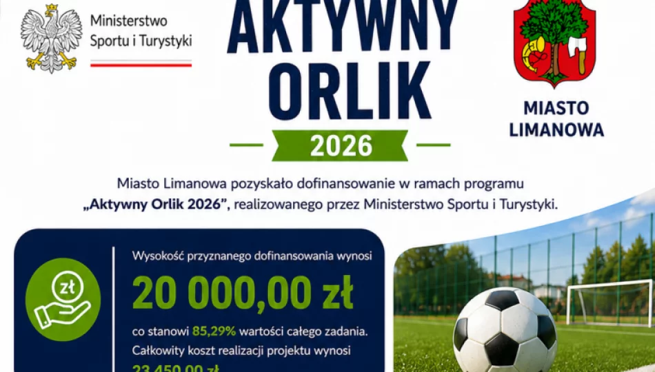 Miasto Limanowa z dofinansowaniem na realizację programu „Aktywny Orlik 2026” - zdjęcie 1