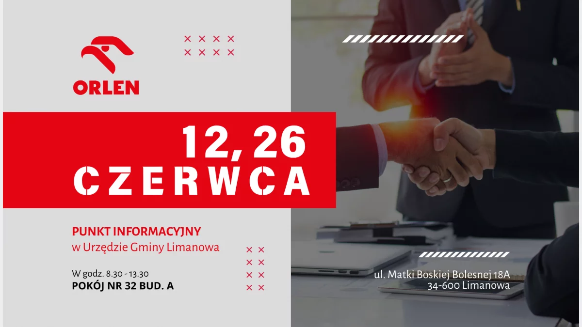 Dyżury doradcy myORLEN w Urzędzie Gminy Limanowa w CZERWCU