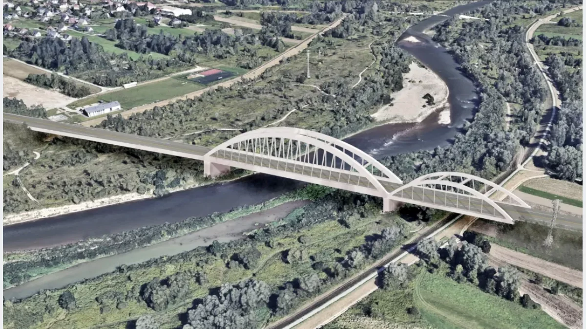 Wizualizacja nowej drogi i mostu nad rzeką Dunajec na Sądecczyźnie