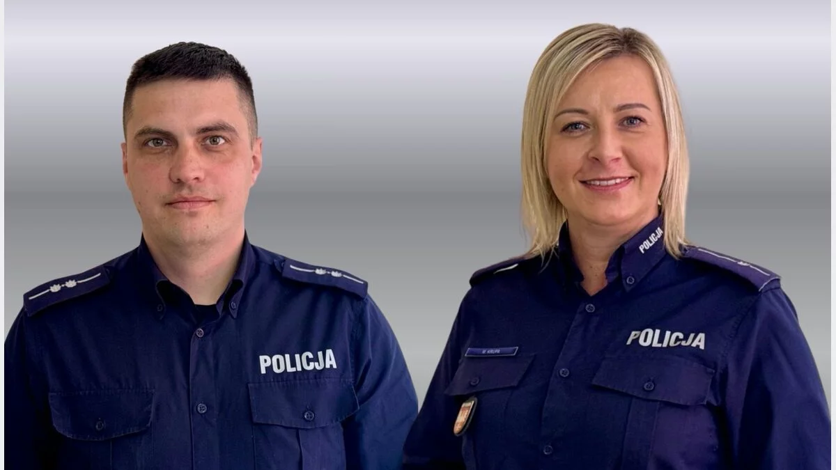 Aspirant Dominik Kula oraz młodszy aspirant Mariola Krupa