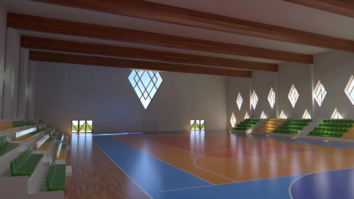 Wizualizacja architektoniczna nowej hali sportowo-widowiskowej w gminie Mszana Dolna