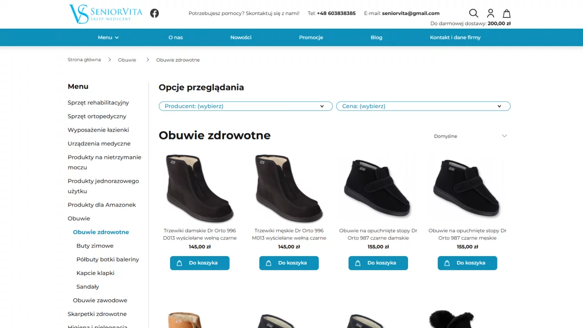 Obuwie zdrowotne - Sklep medyczny SeniorVita