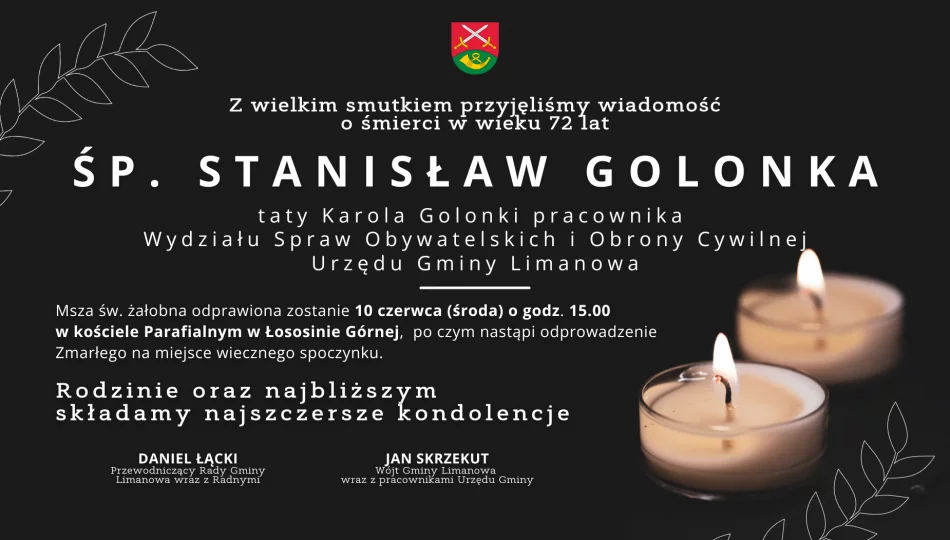 Kondolencje z powodu śmierci Stanisława Golonki - zdjęcie 1