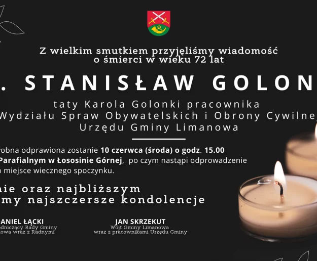 Kondolencje z powodu śmierci Stanisława Golonki - Zdjęcie główne