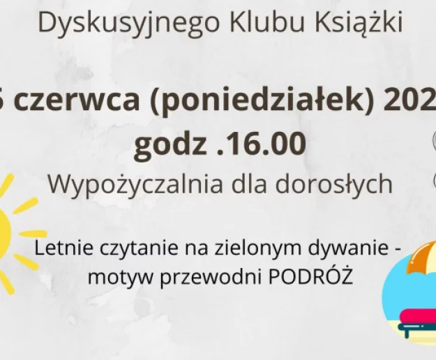 15 czerwca Miejska Biblioteka Publiczna zaprasza na spotkanie Dyskusyjnego Klubu Książki - Zdjęcie główne